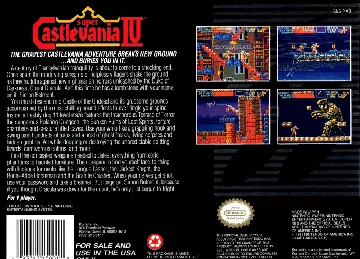 Super Castlevania IV (USA) box cover back